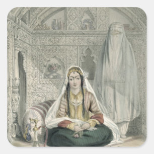 Ladies of Caubul in their In and Out-of-Door Costu Square Sticker