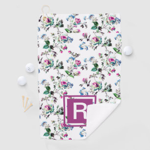 Ladies Personalized Floral Monogram Golf Towel