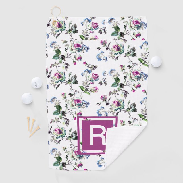 Ladies Personalized Floral Monogram Golf Towel (InSitu)