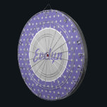 Ladies' Personalized Polka Dot Dartboard (Lavender<br><div class="desc">Vintage style...  for the ladies... 

Lavender background with grey polka dots...  grey centre circle with lavender lettering...  white accents... 

Great little gift idea...  party game...  especially for the gals... 

Hang in the game room...  bar...  bedroom...  office...  she shed... </div>