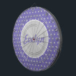 Ladies' Personalized Polka Dot Dartboard (Lavender<br><div class="desc">Vintage style...  for the ladies... 

Lavender background with grey polka dots...  grey centre circle with lavender lettering...  white accents... 

Great little gift idea...  party game...  especially for the gals... 

Hang in the game room...  bar...  bedroom...  office...  she shed... </div>