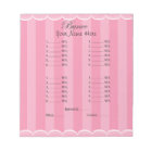 Ladies Pink Bunco Sheet