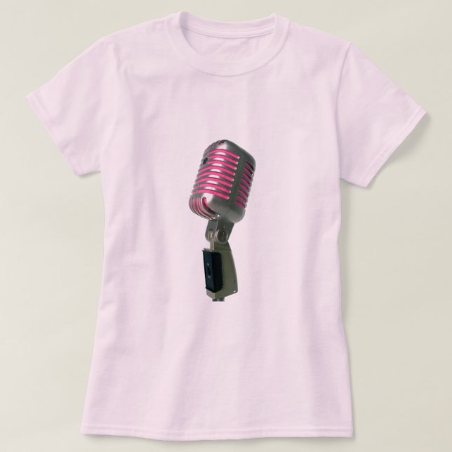 Ladies - Pink Mic T-Shirt (Design Front)