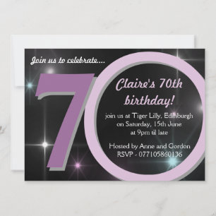 Ladies Pink / Purple Sevetieth 70th Birthday Party Invitation