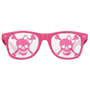 Ladies Pink Skull Party Shadez Retro Sunglasses