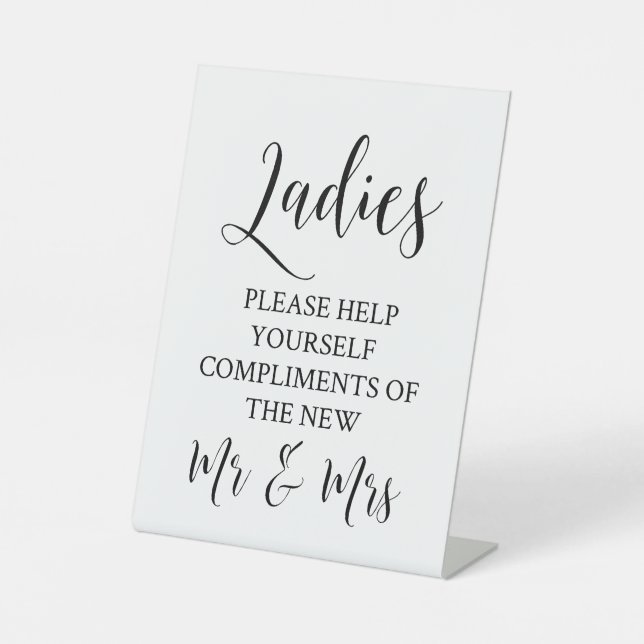 Ladies Please Help Yourself Wedding Washroom Pedestal Sign (Front)