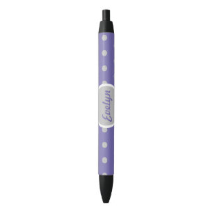 Ladies' Polka Dot Black Ink Pen (Lavender & Grey)