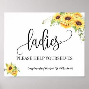 Ladies powder room wedding reception sunflowers poster
