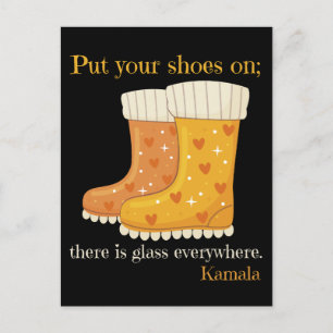 Ladies put your shoes on there is glass everywhere postcard
