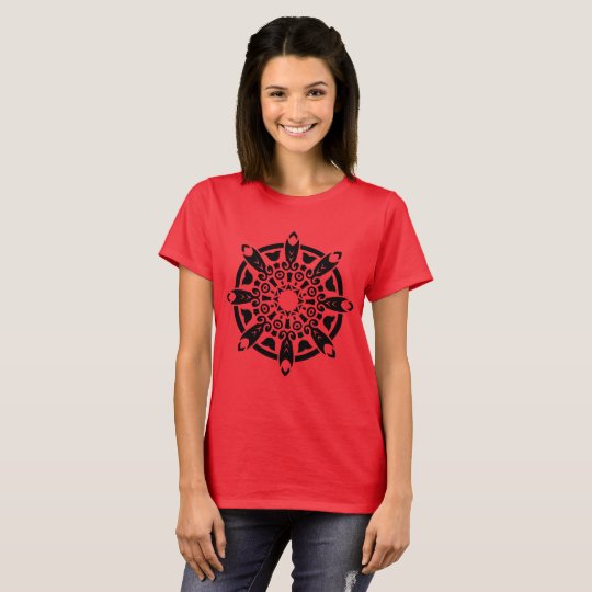 Ladies red t-shirt with mandala