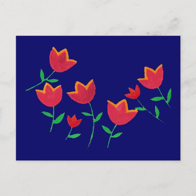 ladies red tulip flower postcard (Front)
