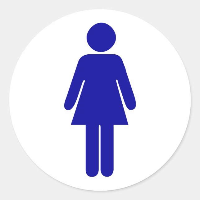Ladies Restroom or Bathroom Sign Classic Round Sticker (Front)