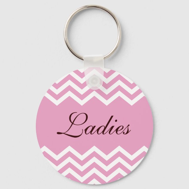 Ladies restroom or toilet keychain, elegant pink keychain (Front)