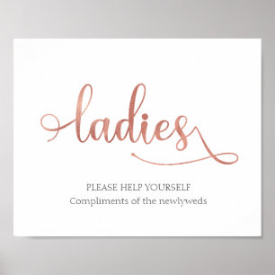 "Ladies" rose gold bathroom basket Wedding Sign