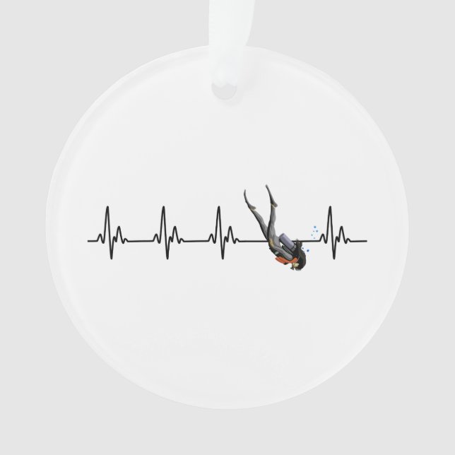 Ladies SCUBA Diving Heartbeat Ornament (Front)
