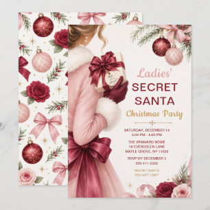 Ladies Secret Santa Christmas Party Invitation