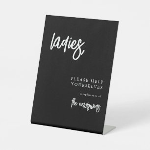 Ladies Simple Wedding Bathroom Basket Sign