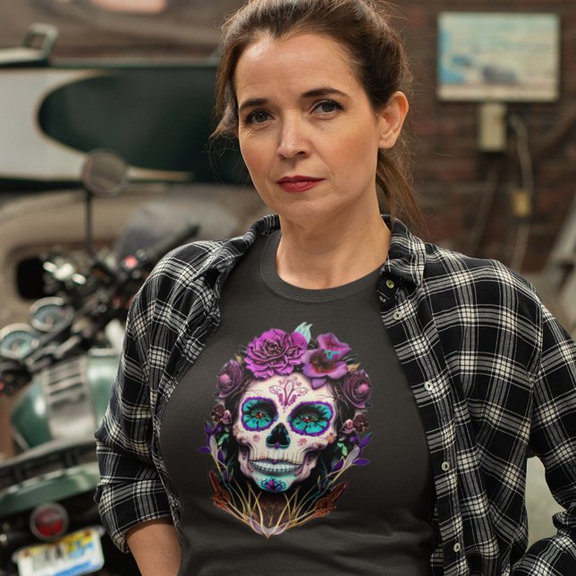 Ladies Skull T-Shirt - Purple Deep Colours Abstrac (Creator Uploaded)