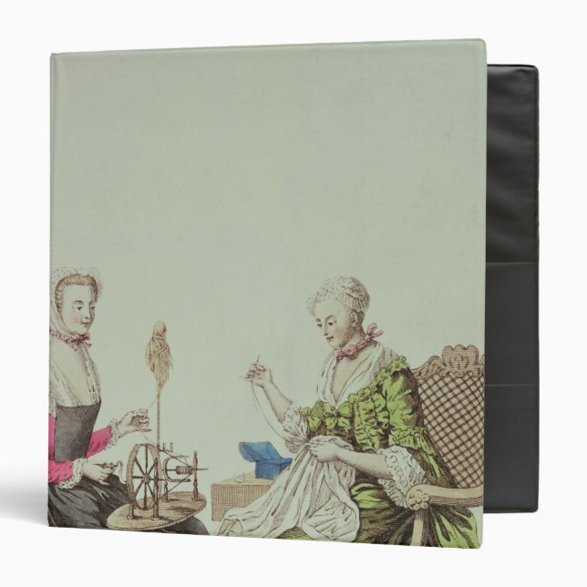 Ladies spinning and sewing, c.1765 binder (Front/Inside)