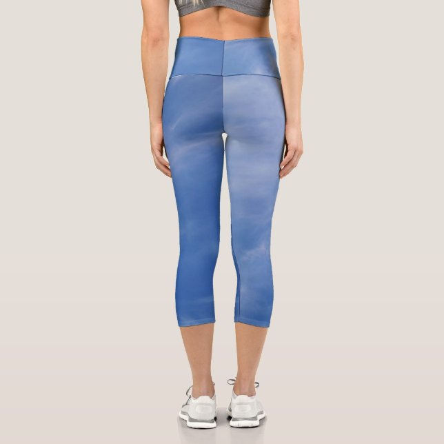  Ladies Sporty Chic Active W ear Blue Sky Capri Leggings (Back)