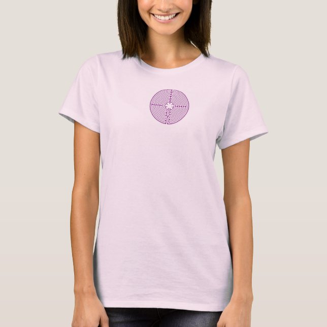 Ladies Tee shirt pink Chartres Labyrinth (Front)