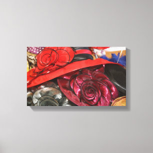 Ladies Vintage Hats - Pile of Vibrant Antique Hats Canvas Print