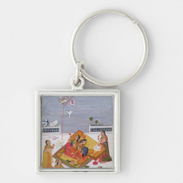 Ladies Watching Pigeons, 1770 Keychain (Front)