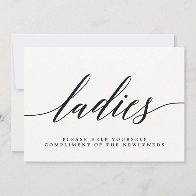 Ladies Wedding Bathroom Sign - Modern Script Announcement (Front)
