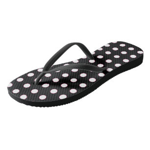 Ladies White Polka Dot Flip Flops