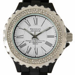 Ladies Winner Ski Downhill Competition Watch<br><div class="desc">Lady skier watch. A female winner downhill ski watch that is designed as an award for the female Winner of a women's downhill skiing competition. Add the name of the recipient as well as the competition. Roman numerals on a white background.</div>