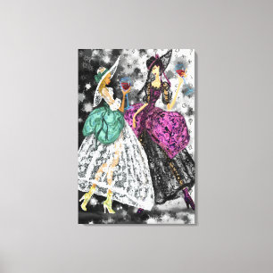 Ladies with Black and White Dresses Canvas Print
