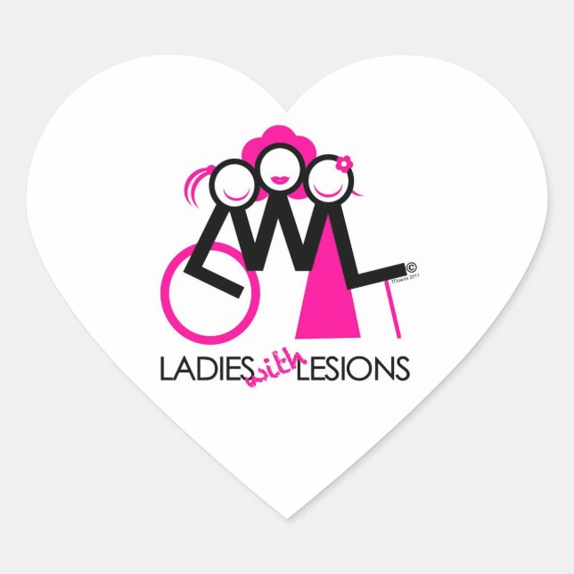 Ladies With Lesions Heart Sticker (Front)