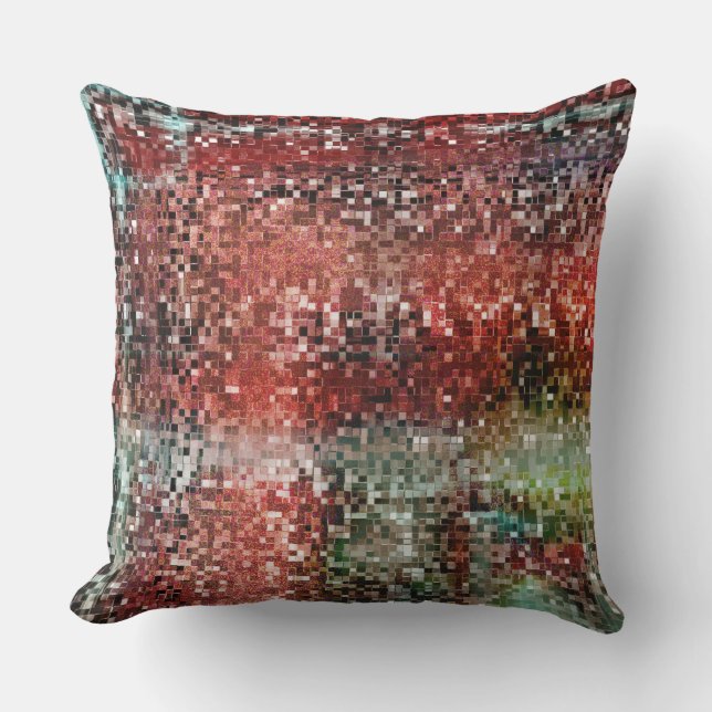 Ladrilho vermelho manchado com tinta spray throw pillow (Front)