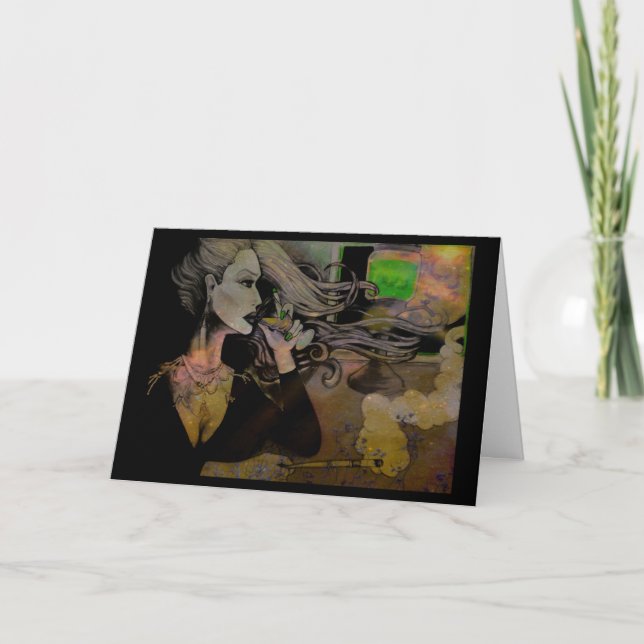 Lady Absinthe Greeting Card (Front)