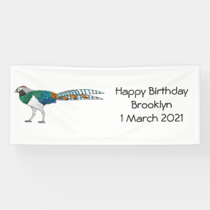 Lady amherst's pheasant bird cartoon illustration  banner