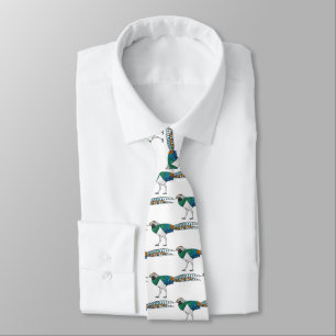 Lady amherst's pheasant bird cartoon illustration tie