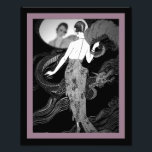 Lady and Dragon Art Deco Print<br><div class="desc">Lady and Dragon vintage wall art</div>