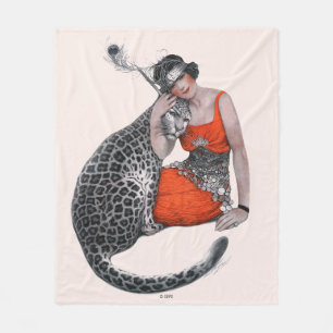Lady and Leopard Fleece Blanket