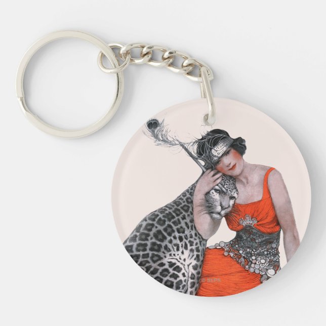 Lady and Leopard Keychain (Front)