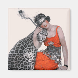 Lady and Leopard Magnet