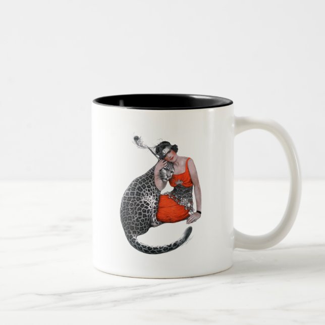 Lady and Leopard Two-Tone Coffee Mug (Right)