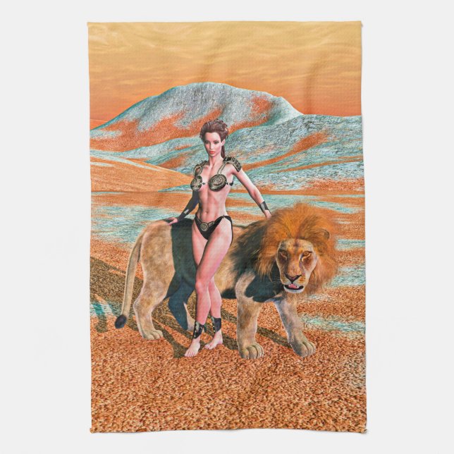 Lady and Lion Kitchen Towel (Vertical)
