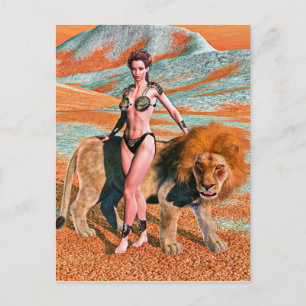 Lady and Lion Postcard