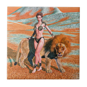 Lady and Lion Tile