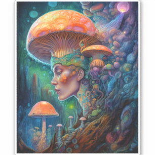 Lady And Mushrooms Surreal Fantasy Art