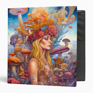 Lady And Mushrooms Surreal Fantasy Art Binder