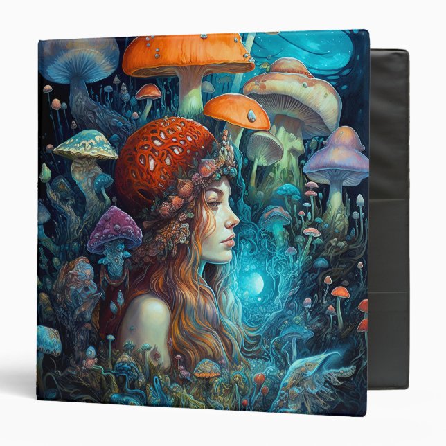 Lady And Mushrooms Surreal Fantasy Art Binder (Front/Inside)