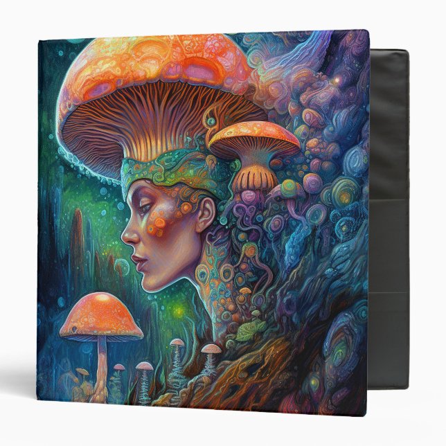 Lady And Mushrooms Surreal Fantasy Art Binder (Front/Inside)