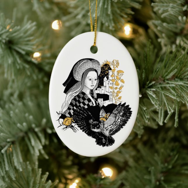 Lady and Night Owl Ceramic Ornament (Tree)
