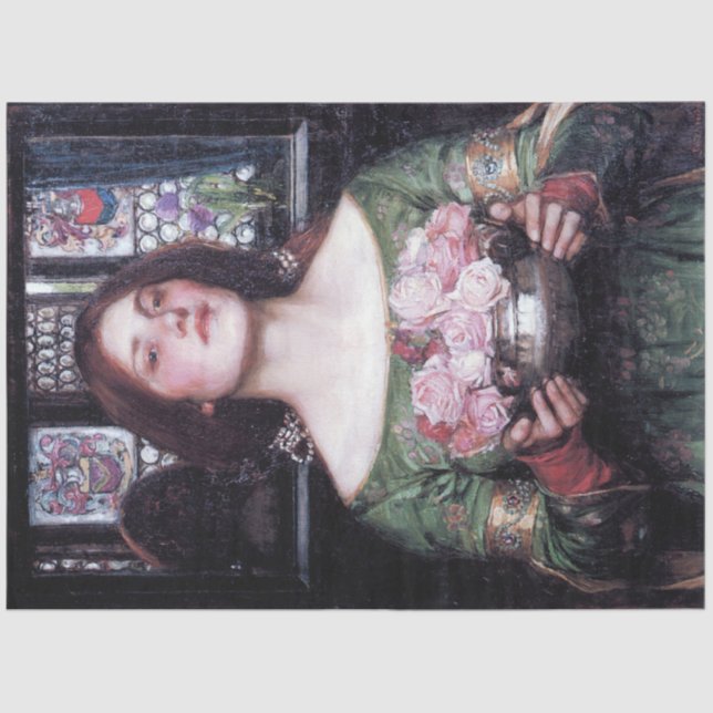 Lady and Roses, John William Waterhouse Tissue Paper (Front)
